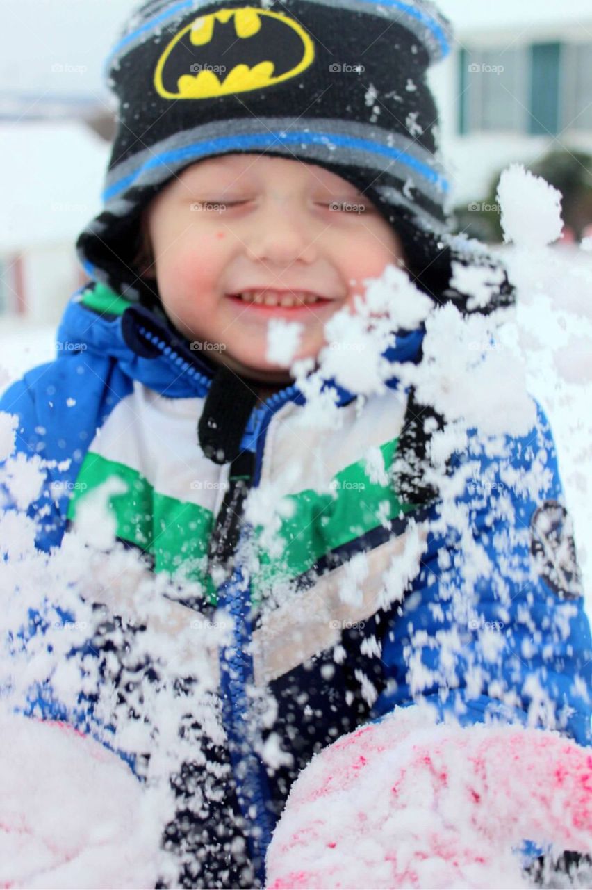 Boy enjoying snow