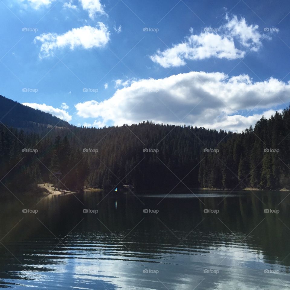 Synevyr lake in Carpathian Mountains 