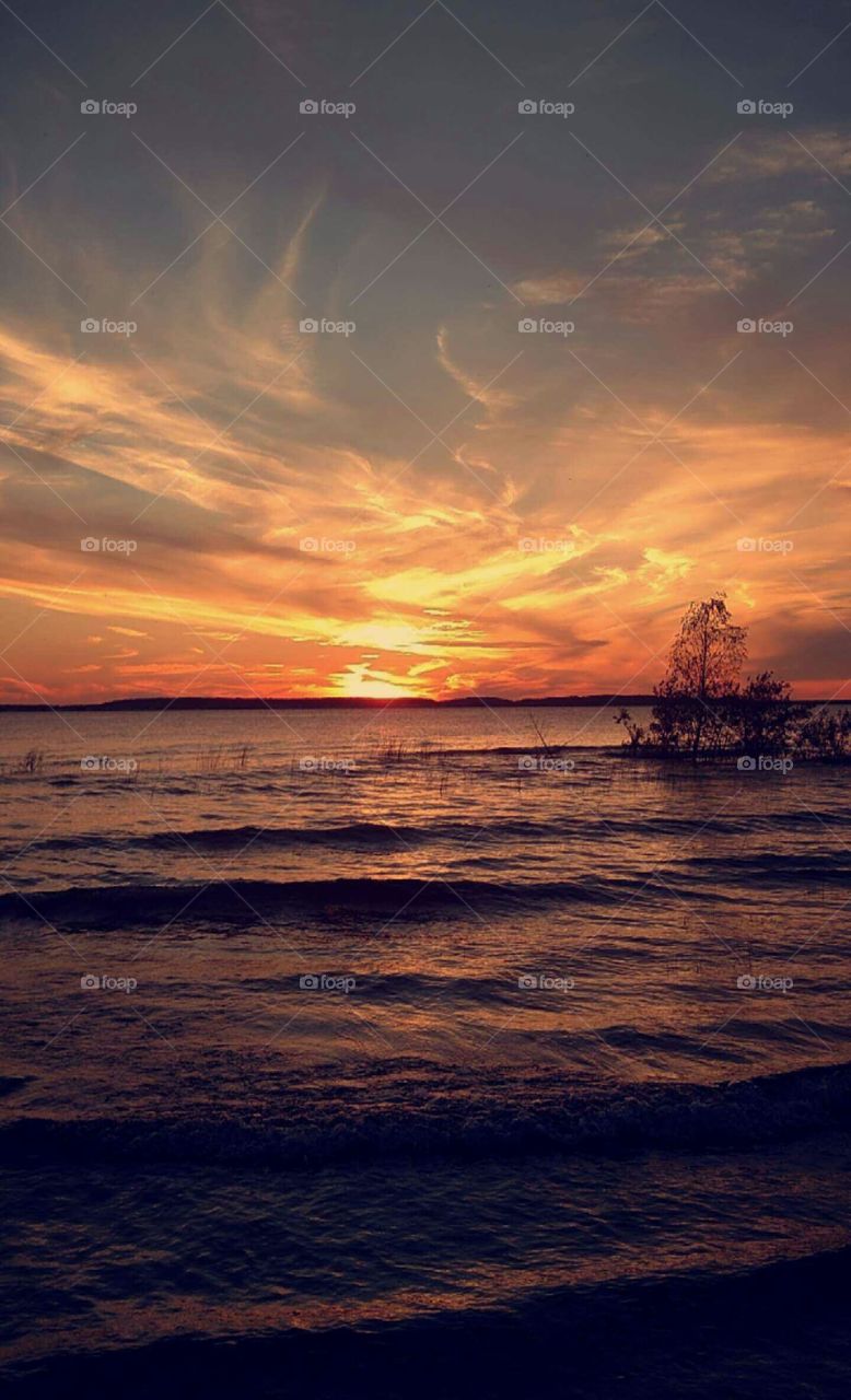 beautiful lake sunset