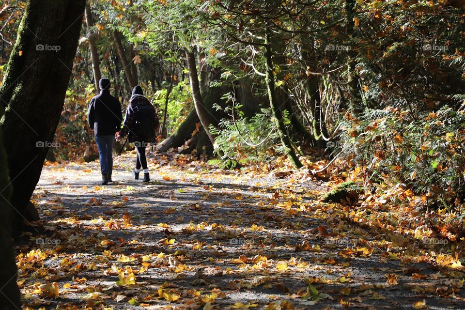 People walking in autumn 