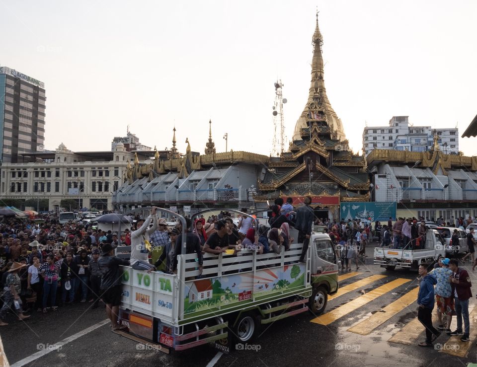 Traffic jam on Myanmar new year , water festival