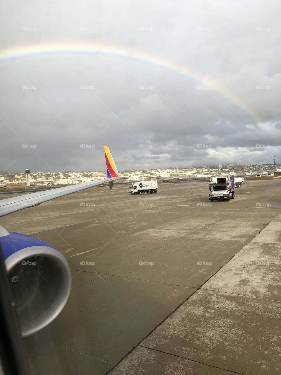 Rainbow and cloudy sky’s over San Diego 