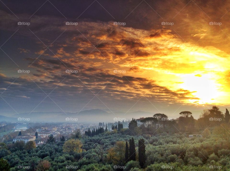 Florence sunrise. Sunrise over Tuscany's Firenze