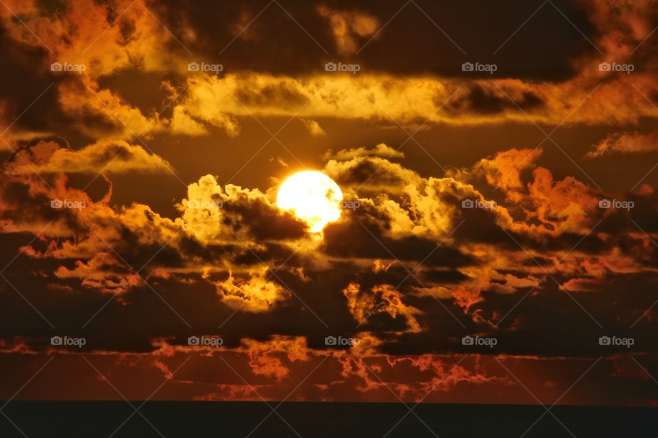 Dramatic Partially Cloudy Sunset in the Bahamas