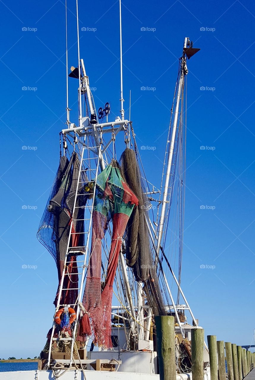 Commercial fishing boat at dock 