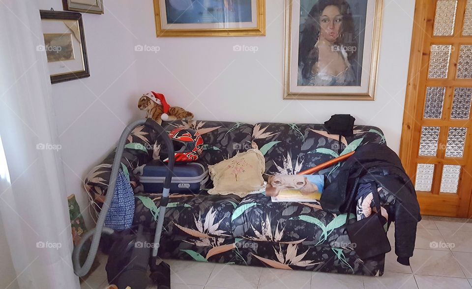 sofa in my living room converted in table, for lack of space