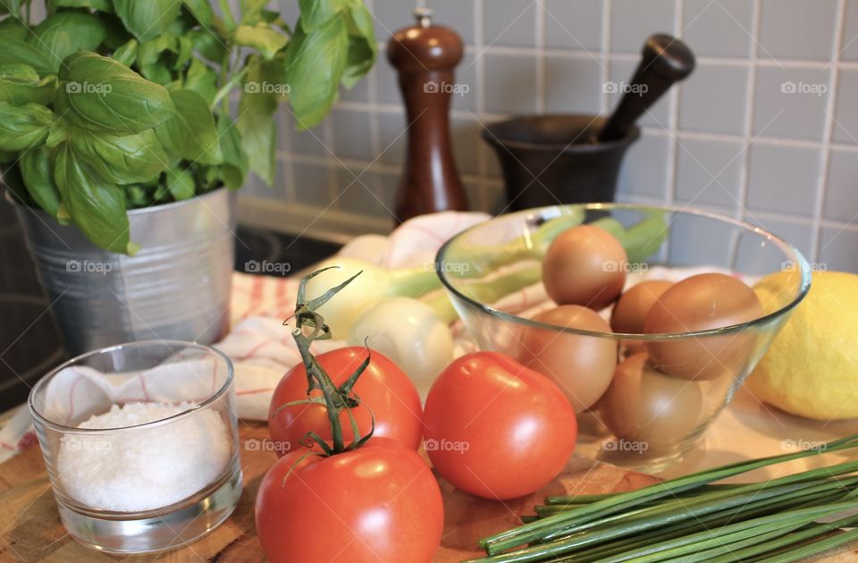 Cooking in the kitchen