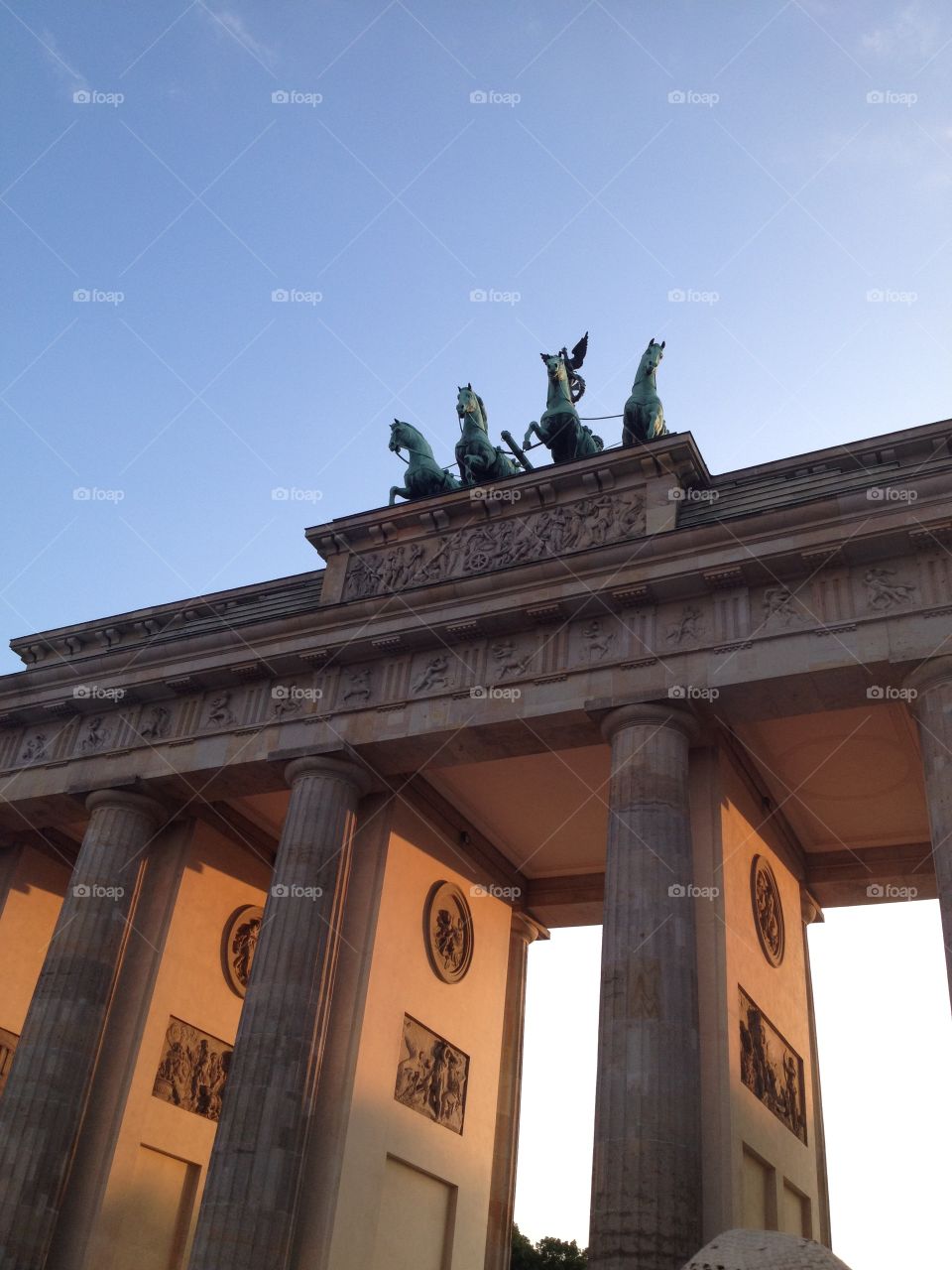 I put my horses on a pedestal. Berlin monument figuring horses on a beautiful pedestal.
