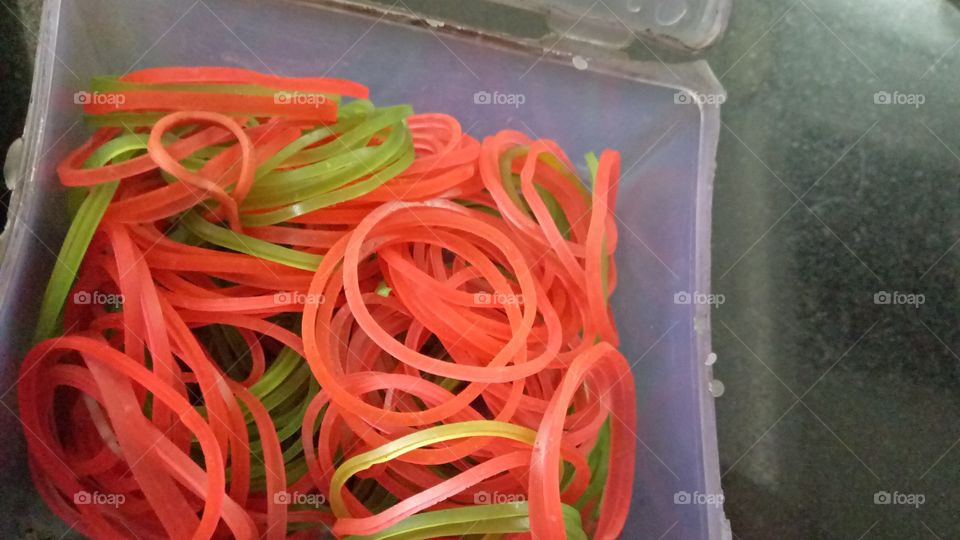 Orange elastic rubber band