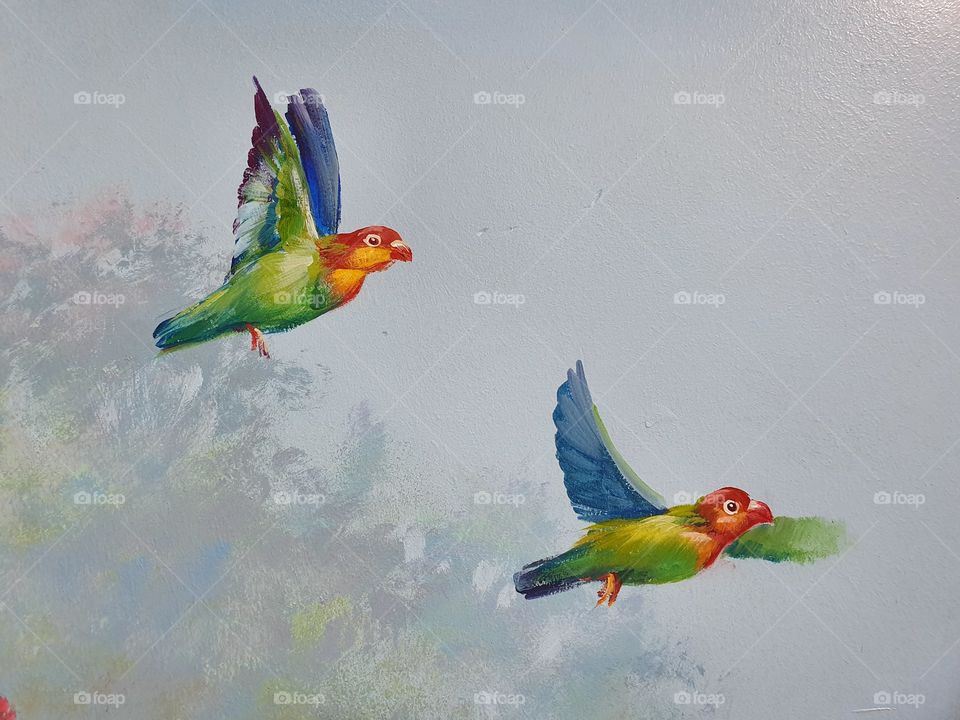 Tropical birds art