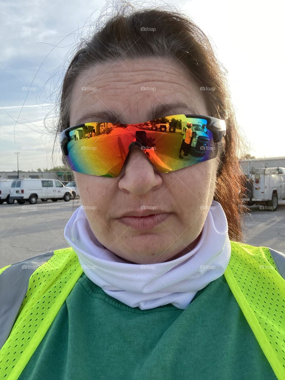 Selfie if me ready to mow in my safety gear