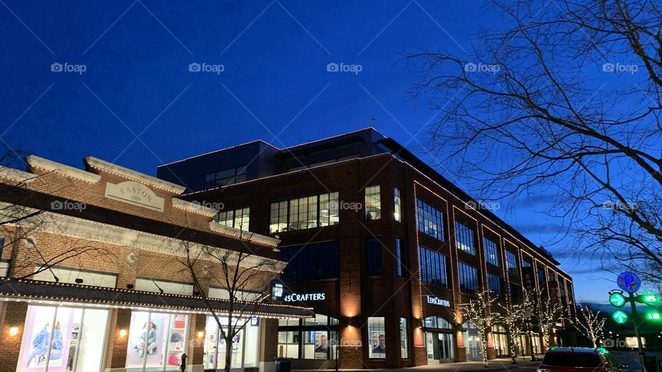 An early morning commute to the local Coffee bar. Few are out on this cold morning, but no doubt they have the same goal in mind. They’re greeted by holiday lights not yet taken down. Beautiful accents to the buildings and trees. 