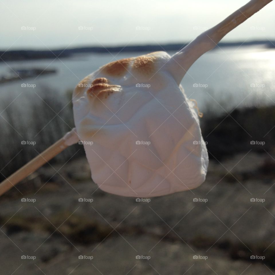 Marshmallow bbq. A perfect evening for a barbeque by the seaside. 