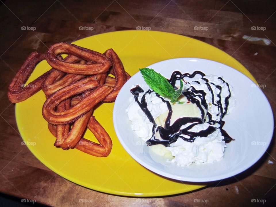 Churros and ice cream