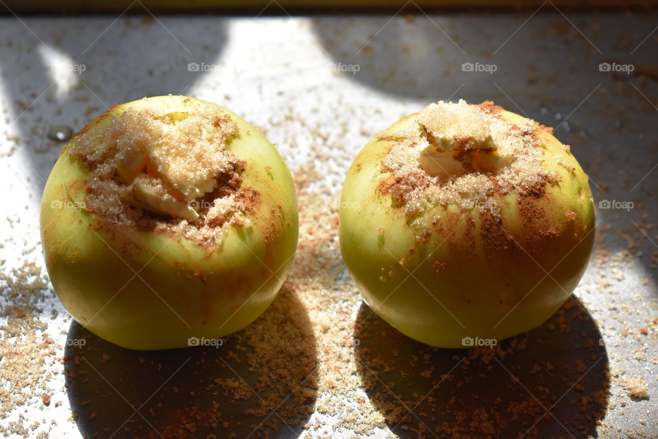 cooking baked apples for my lunch box for work.