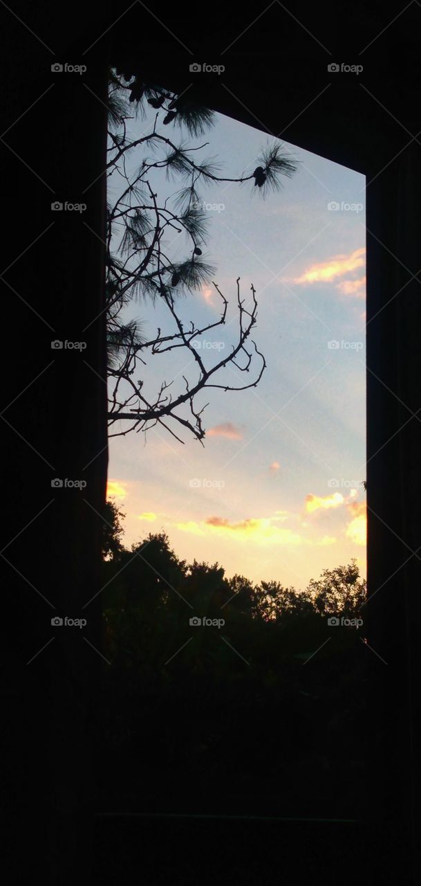 Sunset in the window