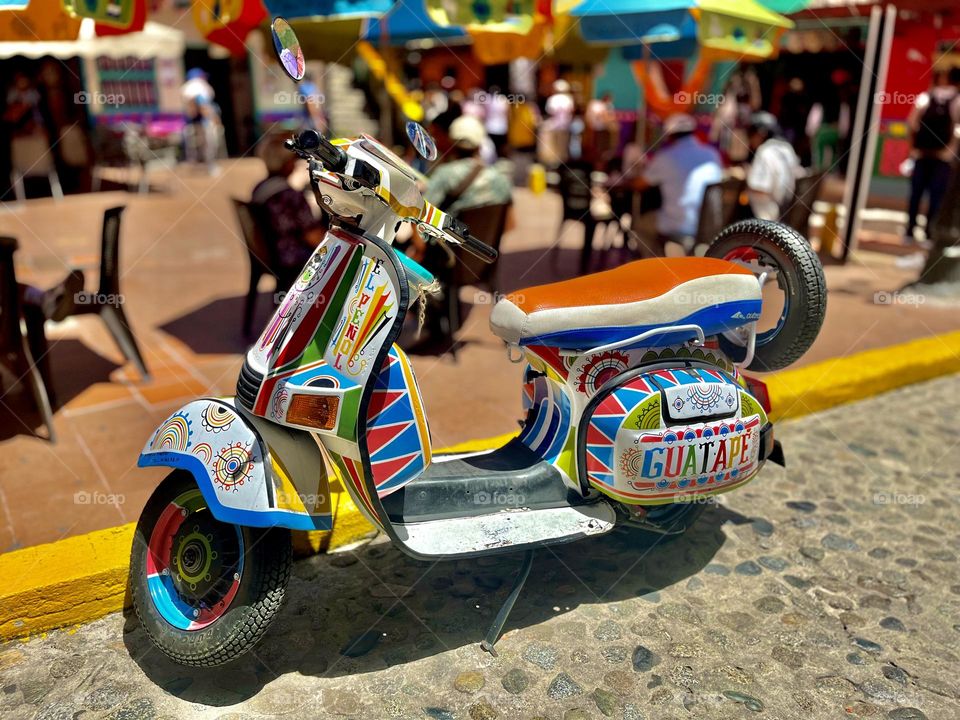A colorful scooter 