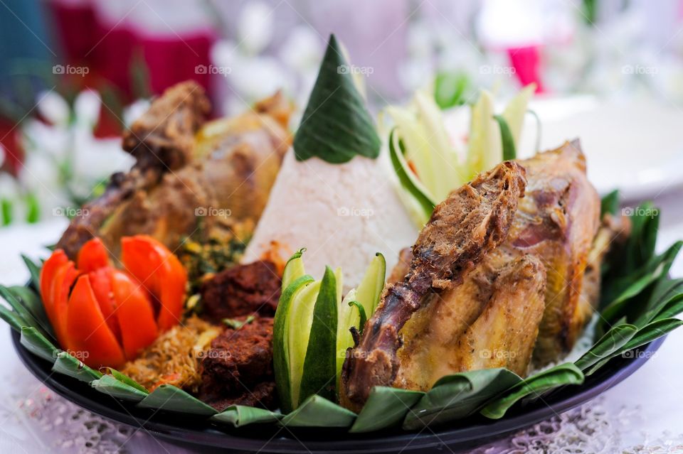 Indonesia Traditional food “tumpeng”