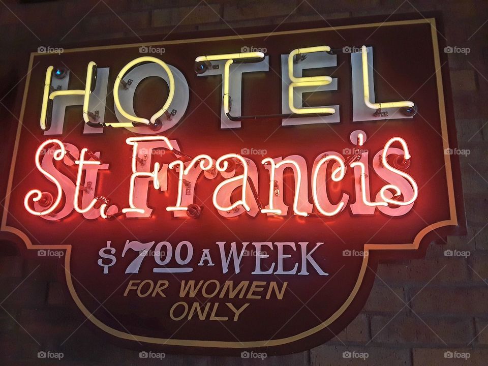 Hotel St. Francis Neon Light Up Sign Advertising