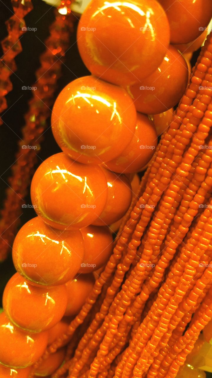 Orange bead strands