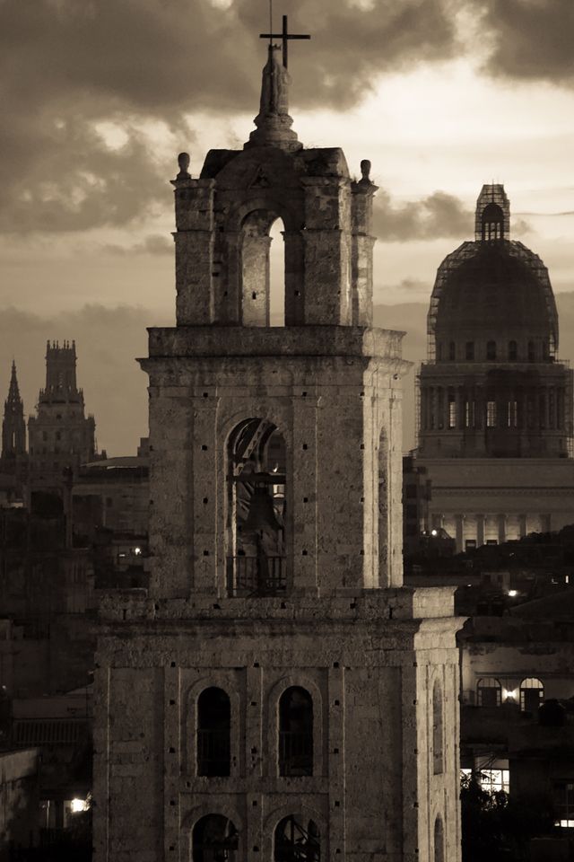 Night city scape Havana Cuba