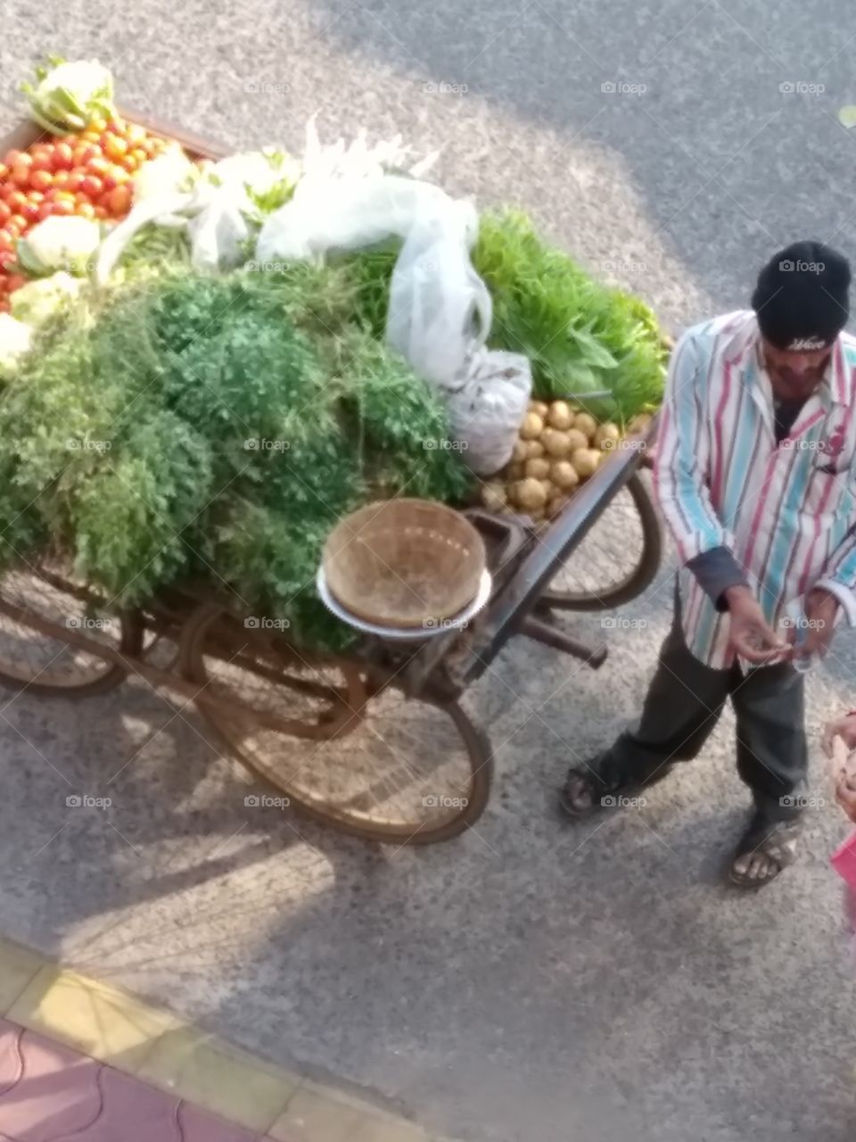 A GREEN GROCER..WITH HIS green grocer for sell..in Lane of Town