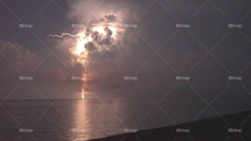 Thunderstorm at the Beach. Nighttime thunderstorm in Orange Beach Alabama 5