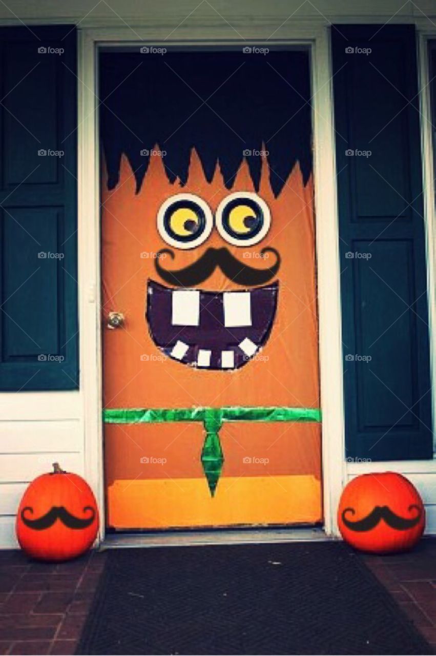 Our Halloween inspired front door. 