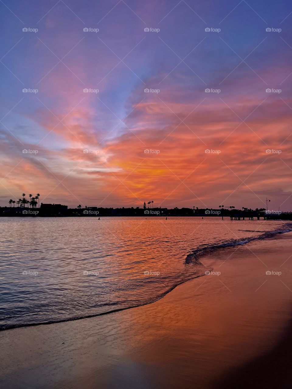 Beautiful sunset at China Cove Beach in Corona del Mar 