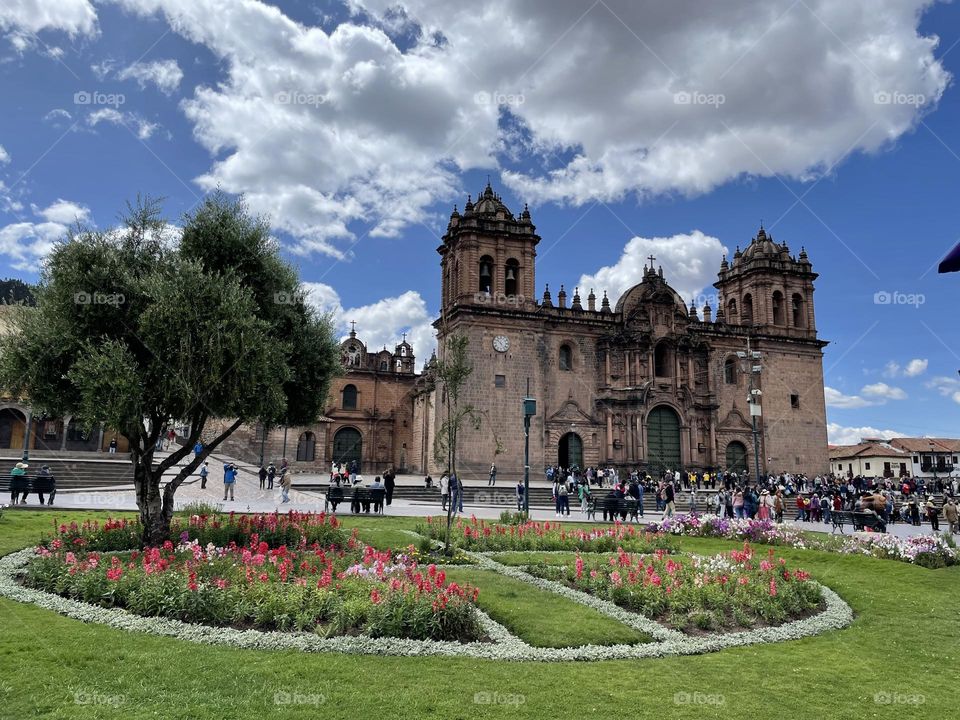 Church behind Park in Cusco