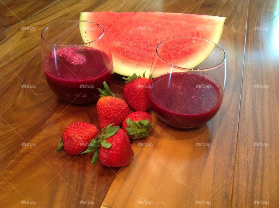 A watermelon and strawberry smoothie