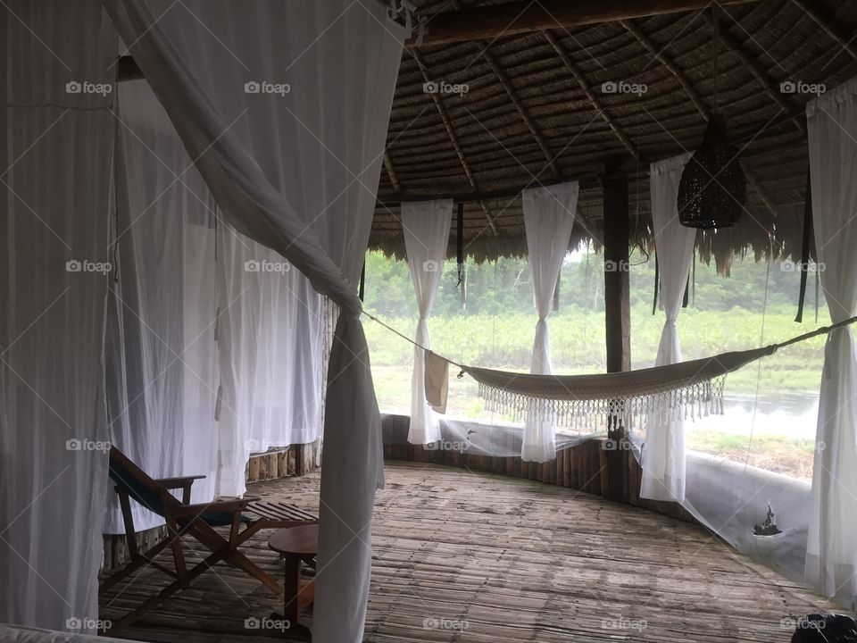 Room at Kapawi Eco lodge. Interior of room