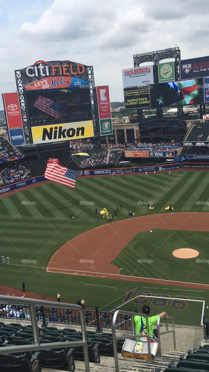 Leap frogs coming into Citi Field 