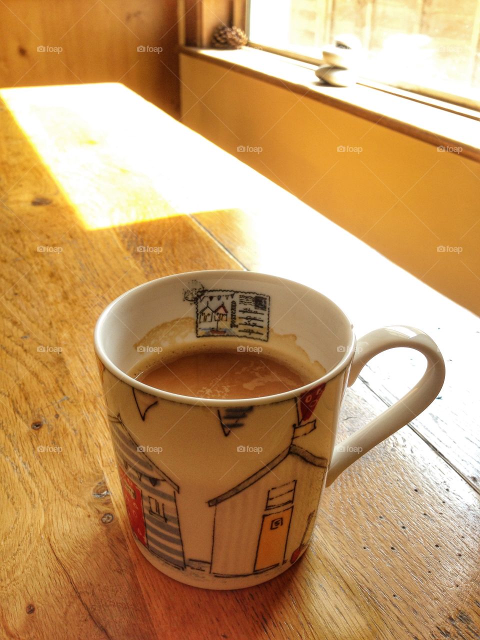 Close-up tea cup on table