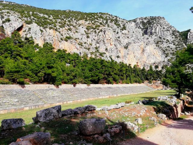 A sunny day at the Ancient stadium of Delfoi in Greece