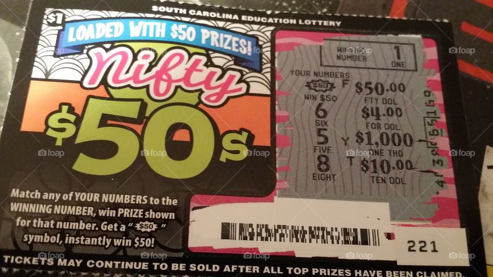 scratch off winner. my grandson bought me a scratch off and it was a $50 winner!