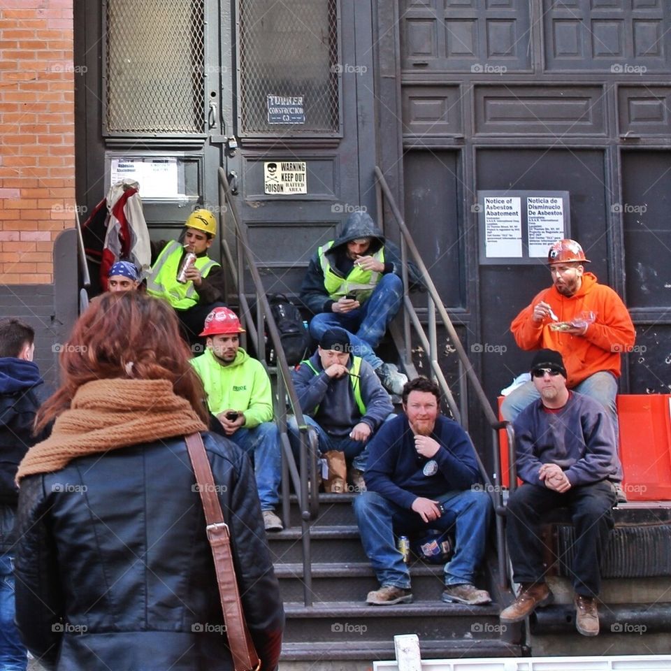 Workers taking a break in NYC