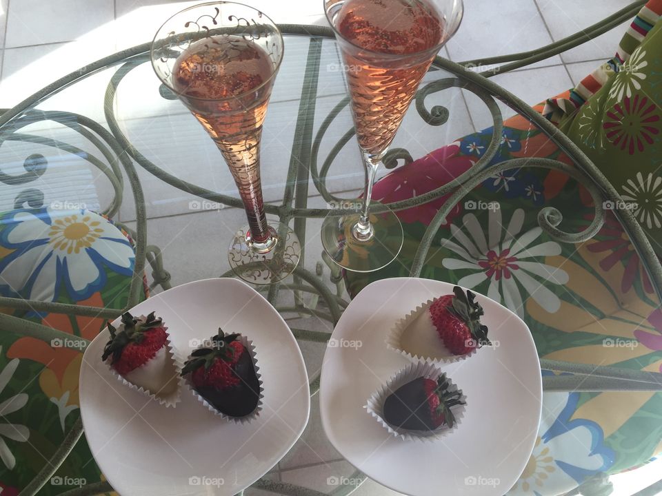 Champagne and strawberries