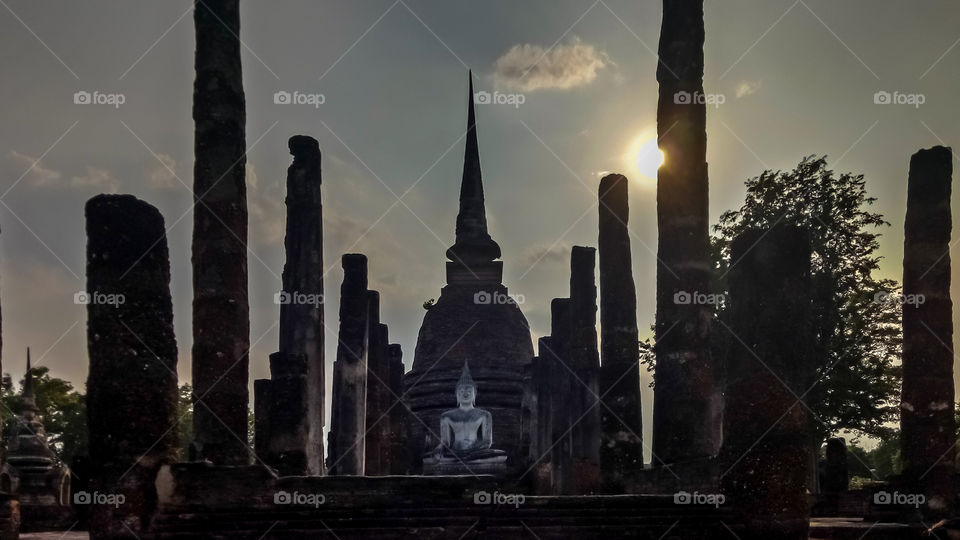 Image Of Buddha And Pagoda Statue