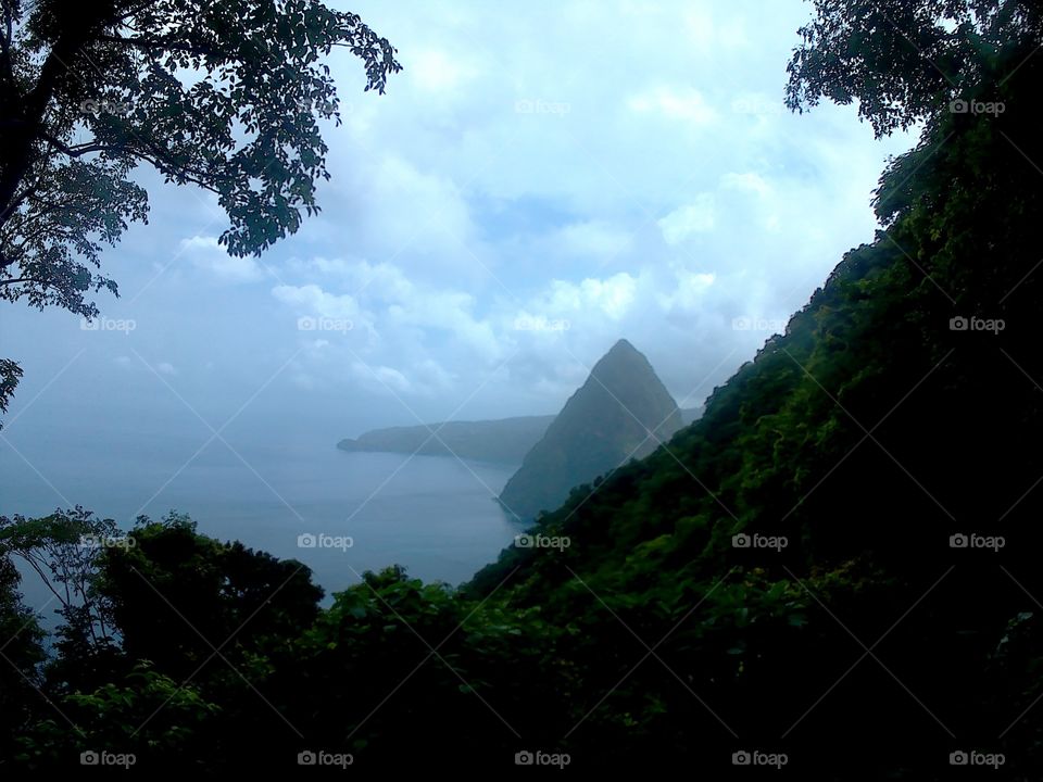 View of Petit Piton from Gross Piton