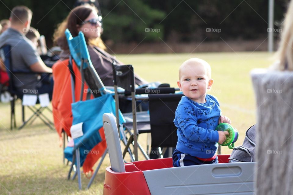 Baby in a wagon