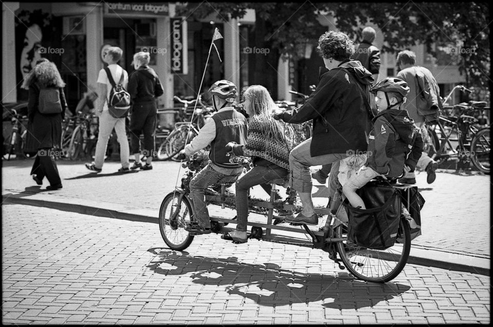 family on a bike. Amsterdam. 