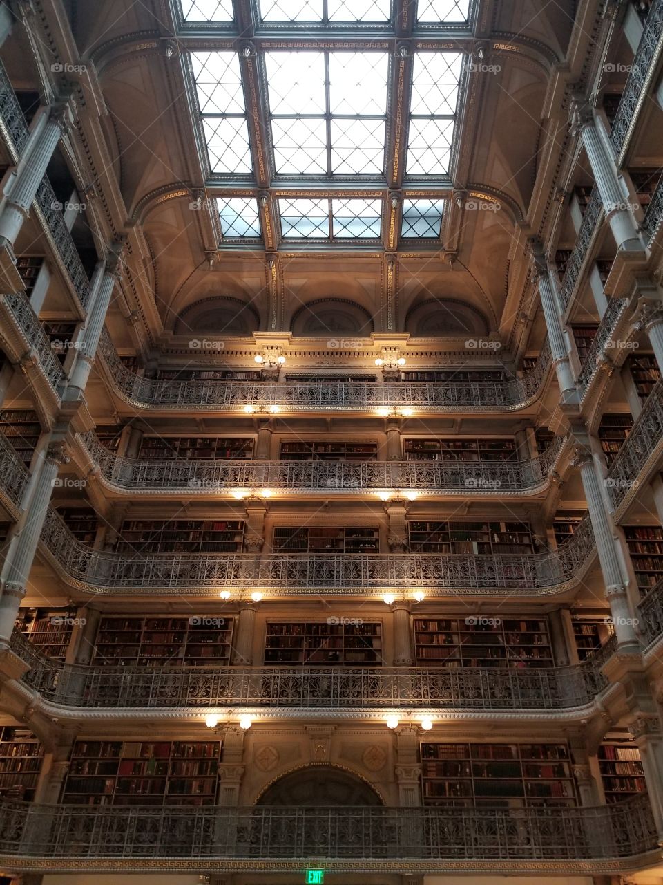George Peabody Library, at John Hopkins university. "Cathedral of Books". Stunning 5 stories of knowledge. Exquisite architectural design.