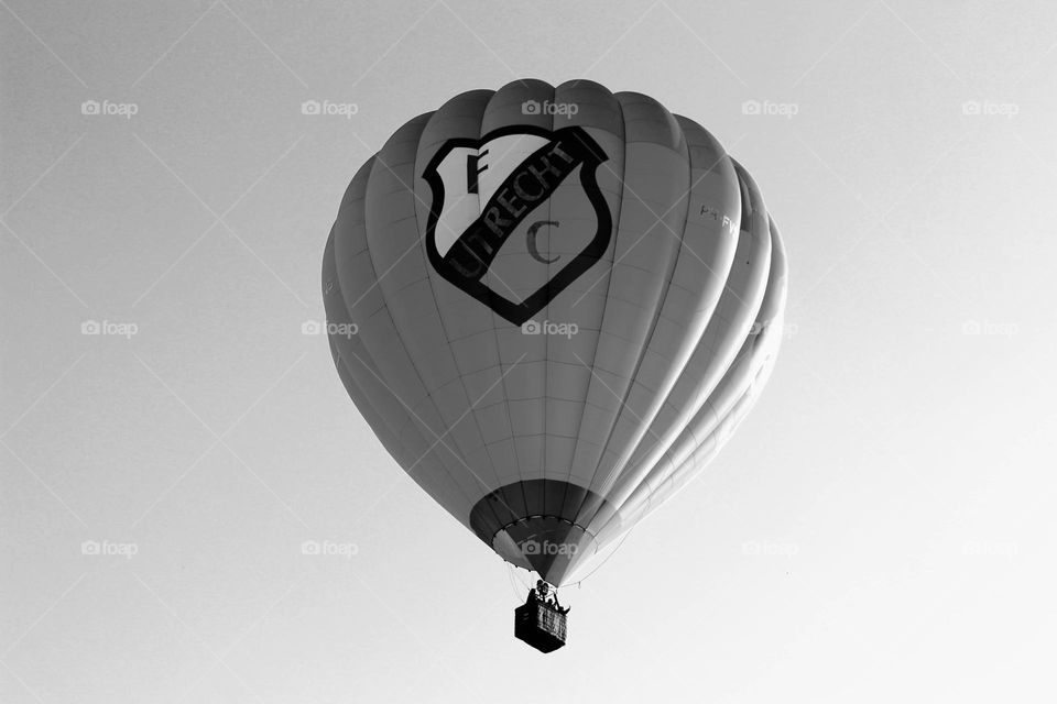 Hot air balloon high in the sky