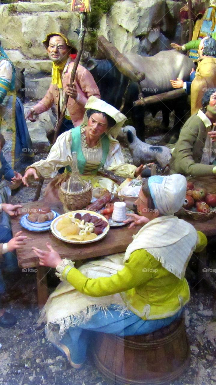 Christmas. Scene  of nativity in the crib at Naples ( Italy ).