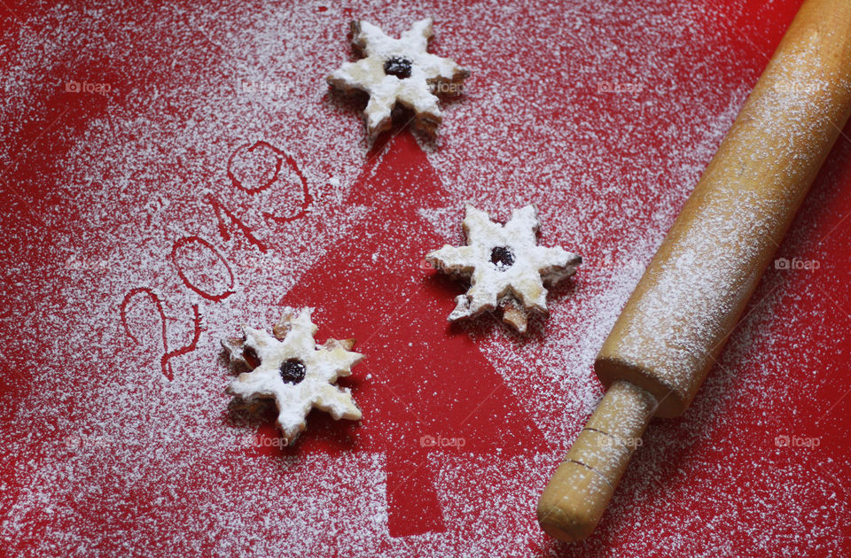 Christmas tree silhouette and cookies