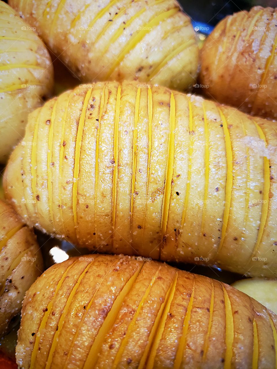 spiral sliced garlic butter potatoes