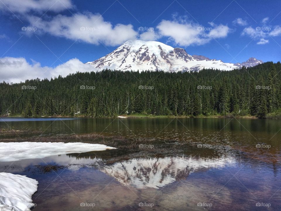 Mountain Rainier in the reflection lake