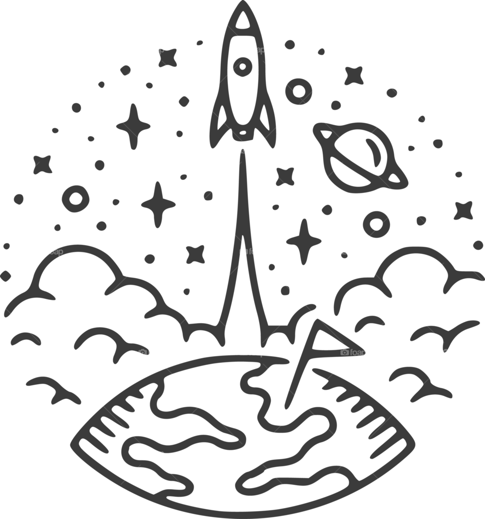 Abstract Rocket Going Into The Space