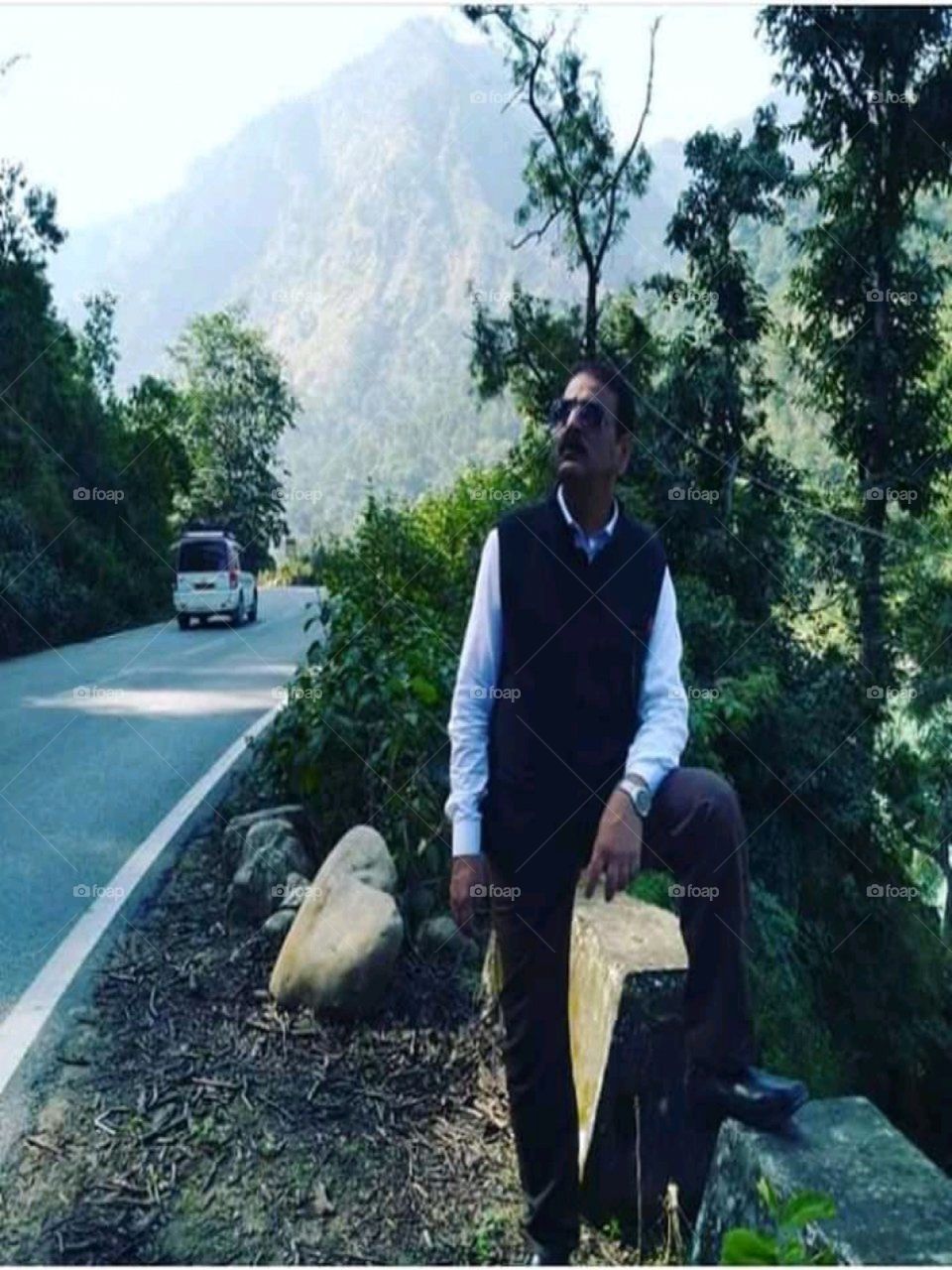 Posing on the highway